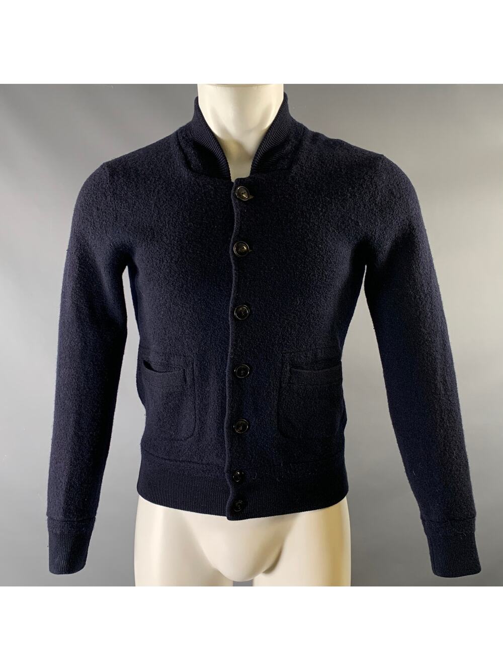 WALLACE & BARNES Size S Navy Merino Wool Bomber Jacket